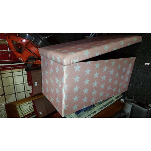 741 - Pink Star Patterned Ottoman