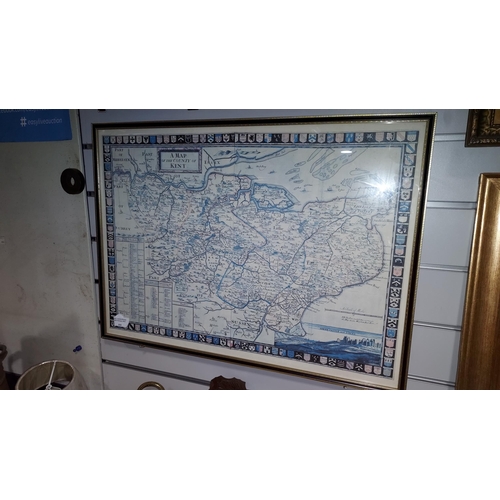 555 - Framed Old Map Of Kent