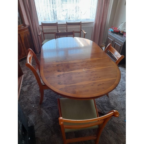 717 - Extending Walnut Dining Table With 6 Inlaid Chairs