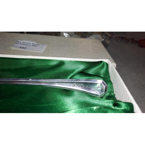 335 - J.T & Co. 1971 Solid Silver Spoon With Berry Decoration In Box