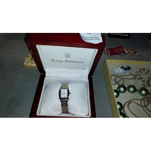 371 - Krug-Baumen Ladies Watch, Working In Original Case