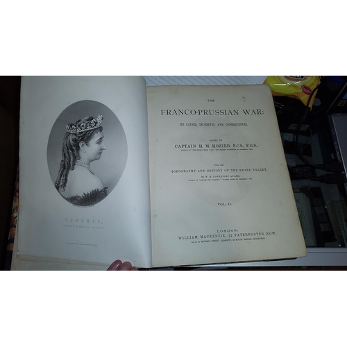 375 - The Franco - Prussian War Illustrated, 2 Volume Book Set, Lots Maps & Engravings, C 1870'S, Leather ... 