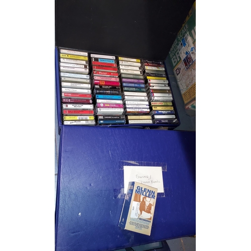 636 - 2 Boxes Of Music Cassettes With 3 Small Cases On Top All Full With Cassettes