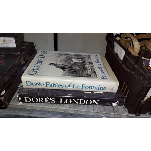 245 - 2 Gustave Dore Books, Fables Of Fontaine + Dore's London, Wear/Tears To D/j's