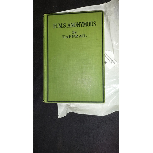 281 - Signed Book H.M.S. Anonymous By Taffrial, Signed With Gift Inscription By Navy Captain Henry Taprell... 