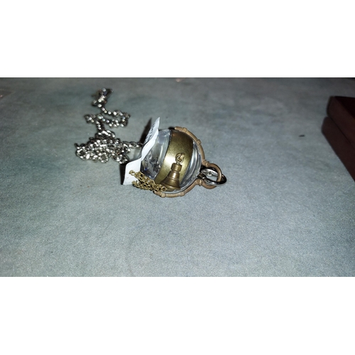 347 - Ball Clock Pendant On Fob Chain