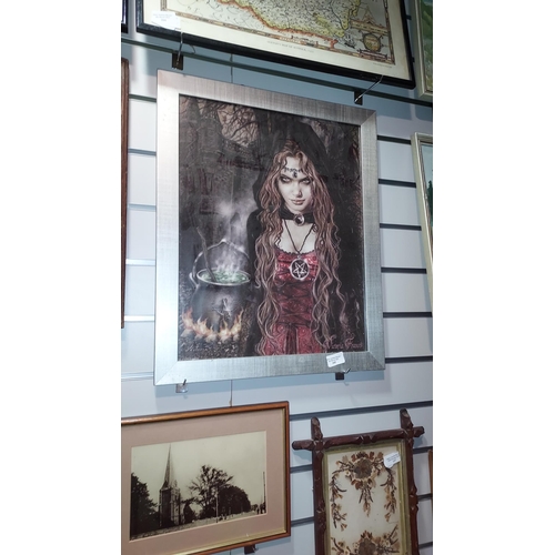 105 - Framed Fantasy Lady Print Signed Victoria Frances