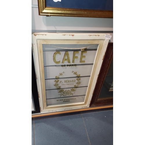 111 - Glass Panel Decorated With Café De Paris P.Berard