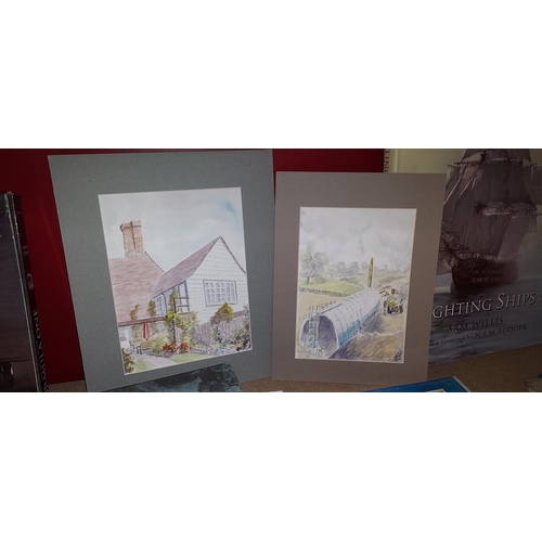 12 - 2 Cardboard Mounted Watercolours