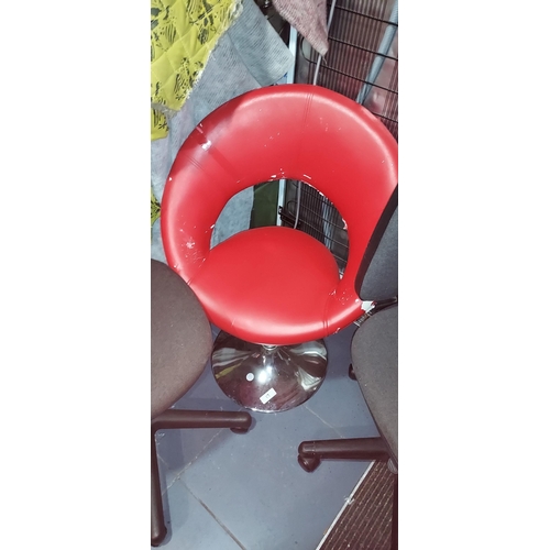 35 - Pair Of Red And Chrome Chairs In Need Of Recovering