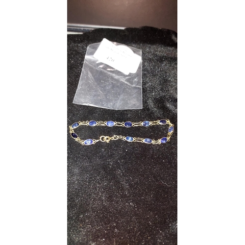 420 - Gold And Sapphire Bracelet. 2.4G Total Weight. 19Cm Length.