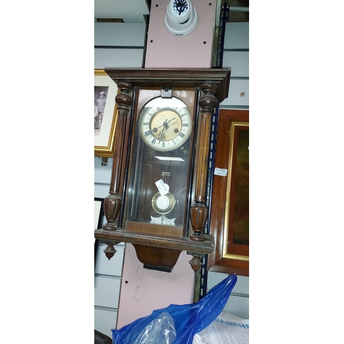 424 - Decorative Wall Clock Bits Missing To Top And Bottom Has Pendulum No Key