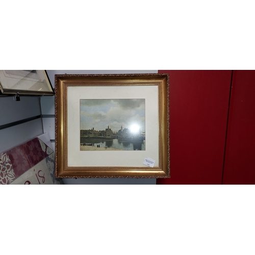 132 - Framed Harbour Scene