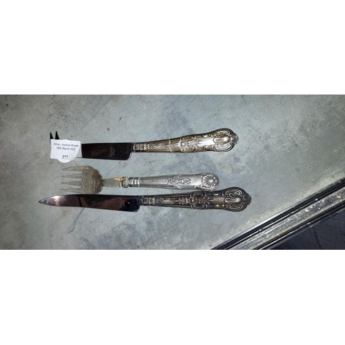 377 - Silver Handled Cutlery Including Cheese Knife, Grapefruit Knife And Sardine Fork