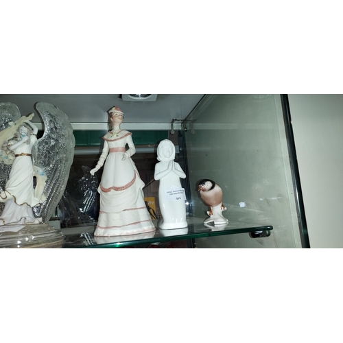 416 - Royal Worcester Monument Praying Girl, Plus A Wedgwood Crinolyn Lady And Goebels Bird Ornament