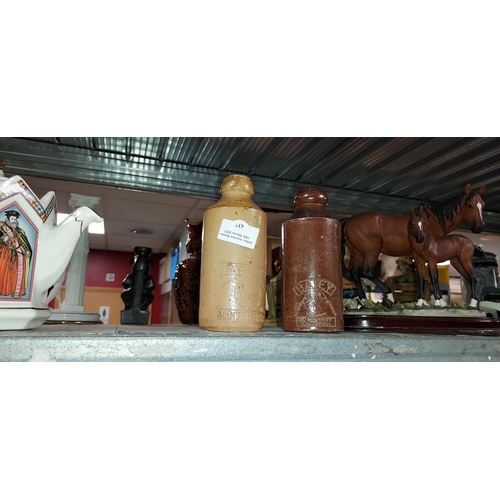 437 - 2 Terracotta Bottles, 1 Marked R.Whites Ginger Beer, 1 Marked Batey. Both Empty