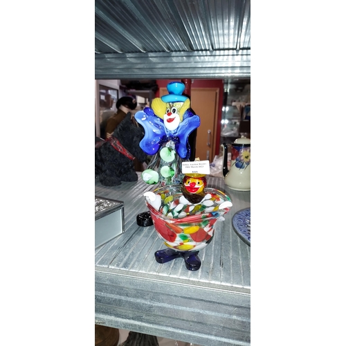 445 - Murano Glass Clown With Broken Hand Plus A Murano Glass Dish