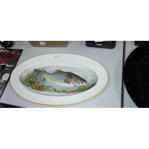 481 - Large Lawleys Oval Fish Platter, Norfolk Pottery, Some Scratching To Transfer Print