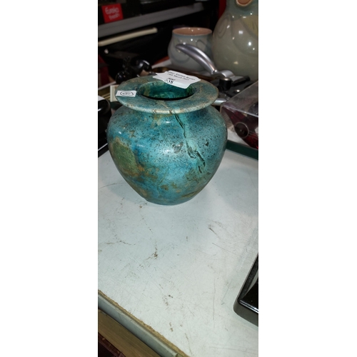 500 - Antique Egyptian Blue Faience Jar A/F