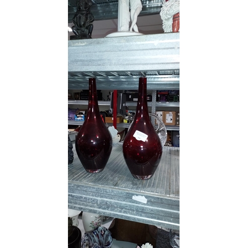 541 - 2 Tall Red Bud Vases