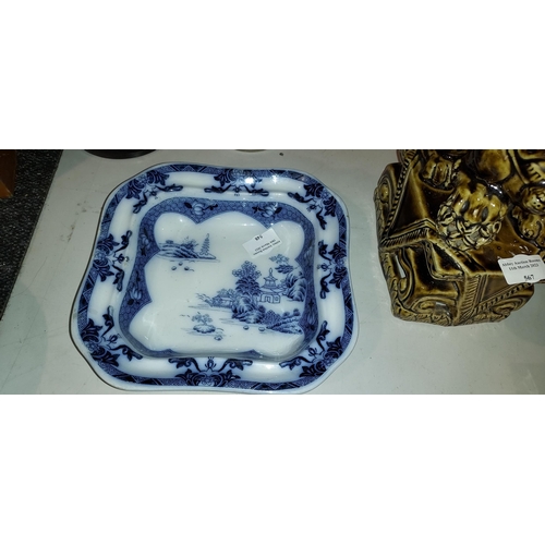 548 - Square Spode Dish With Oriental Landscape Design