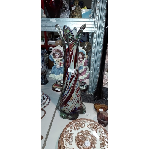 564 - Tall Heavy Pontil Base Murano Glass Vase