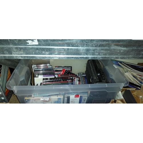 680 - Box Of Cds And Cassettes Plus Hitachi Portable Radio Cassette