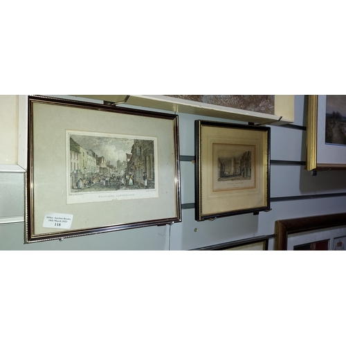 118 - 4 Small Framed Engravings Of Canterbury, Maidstone And Hythe