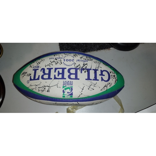 525 - Mini World Sevens Rugby 2001 Autographed Ball