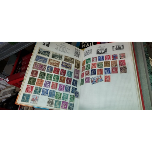 632 - Box Folder Of Stamps Including Albums And Stamp Catalogue