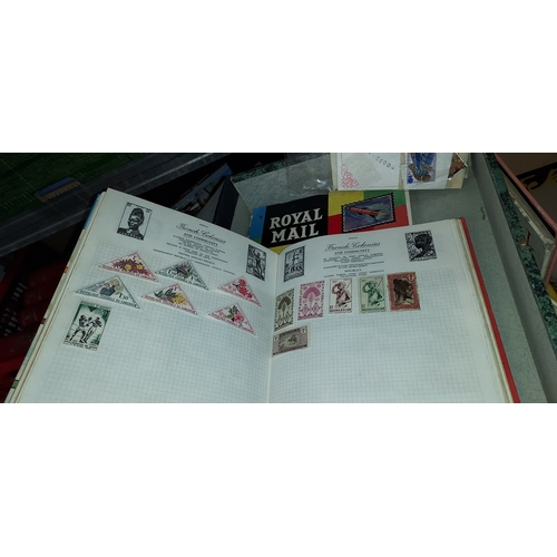 632 - Box Folder Of Stamps Including Albums And Stamp Catalogue