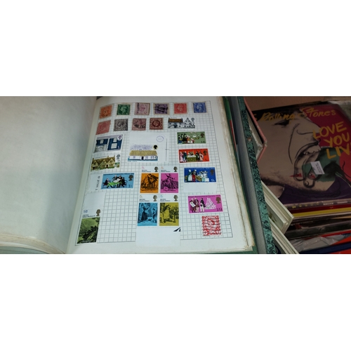 632 - Box Folder Of Stamps Including Albums And Stamp Catalogue