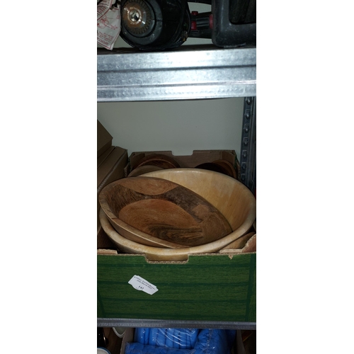 142 - Box Of Wooden Bowls