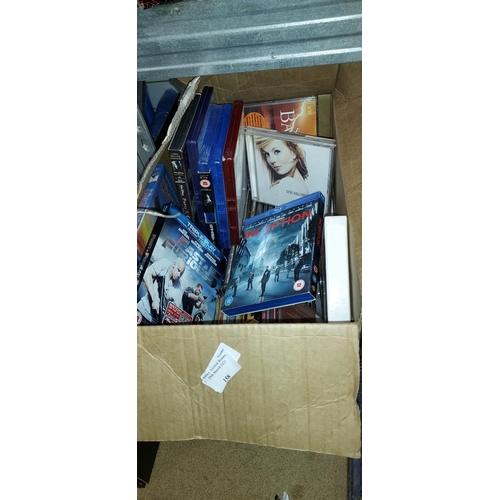 158 - Box Of DVD's Including Blu-Rays Plus Bush Digital Af Digital Red Camcorder In Bag