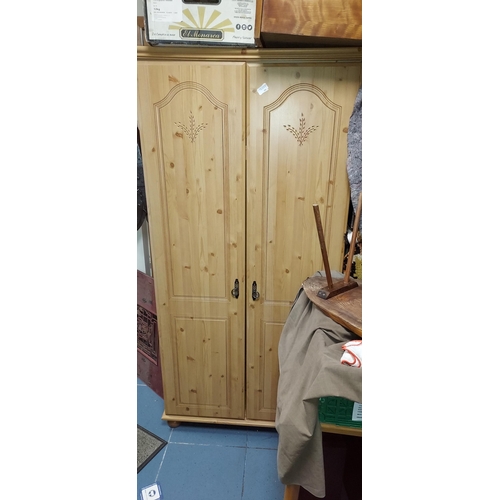 39 - Pine Effect Wardrobe With Matching Drawers Drawer Runners Need Attention