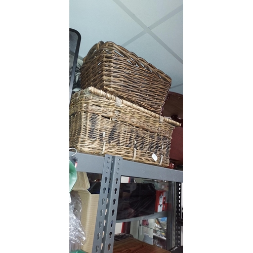 60 - 2 Handled Small Dark Wicker Basket Plus