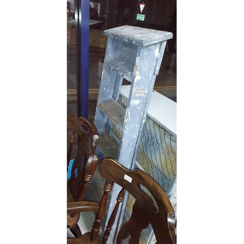 48 - Vintage Blue/Grey Wooden Painted Step Ladders