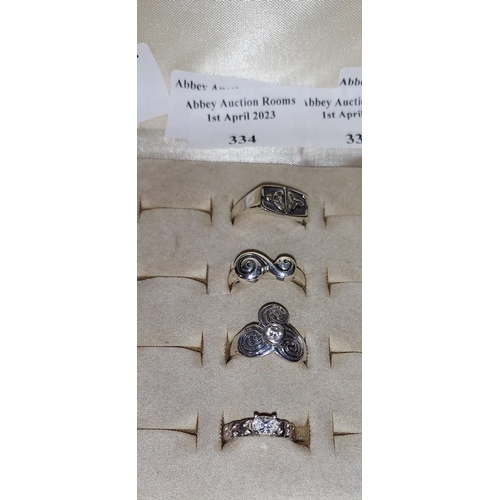 334 - 4 Various Silver Rings