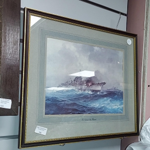 536 - Framed Print Of The Sinking Of The Bismarck