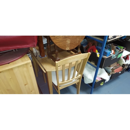 92 - Drop Leaf Table And 4 Chairs, Chairs Need A Little Attention