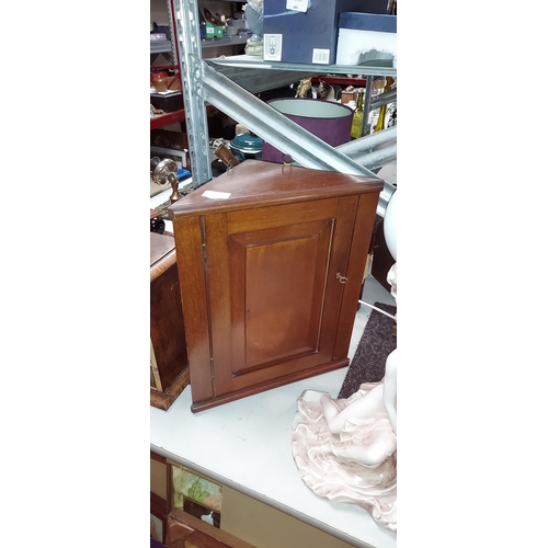 491 - Small Mahogany Corner Cupboard With Key