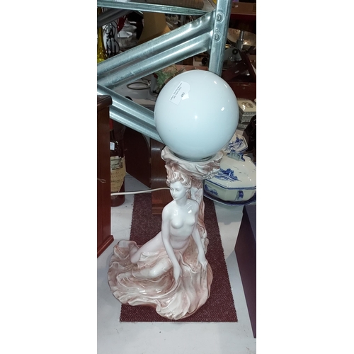 493 - China Naked Lady Table Lamp With Round Globe Shade