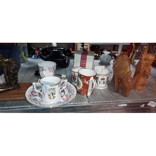 501 - Selection Of Royal Commemorative Mugs One Boxed Including Royal Crown Derby Plus A Royal Crown Derby... 