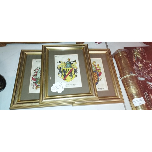 537 - 3 Framed Bdv Cigarettes Silk Shields