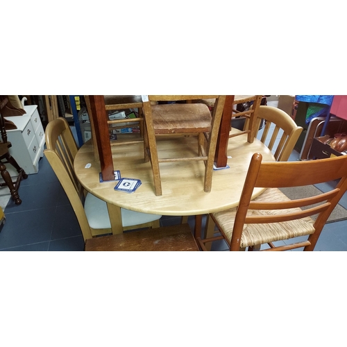 62 - Drop Leaf Table And 4 Chairs, Chairs Need A Little Attention