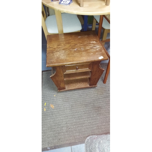 67 - Darkwood Coffee Table With Drawer And Magazine Rack To Sides