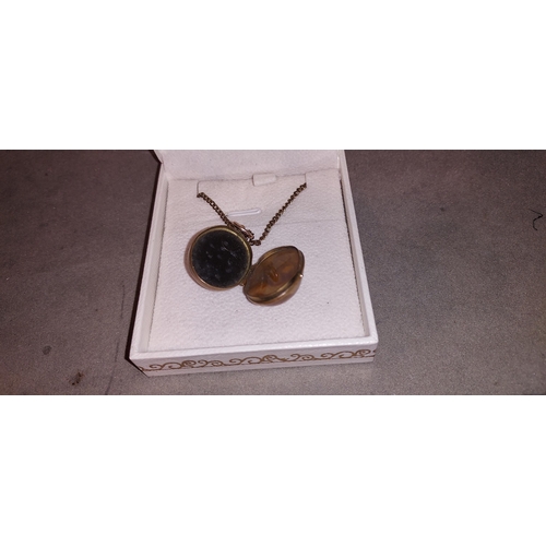 364 - Antique Agate Locket With Chain