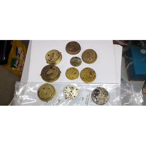 411 - 10 X Pocket Watch Movements Including Fusee