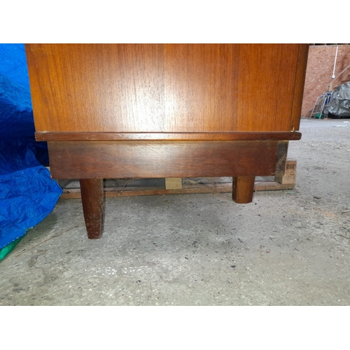 678 - Retro Teak Sideboard In Need Of Some T L C Front Legs Have Been Cut Down , Holes To Side