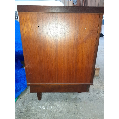 678 - Retro Teak Sideboard In Need Of Some T L C Front Legs Have Been Cut Down , Holes To Side